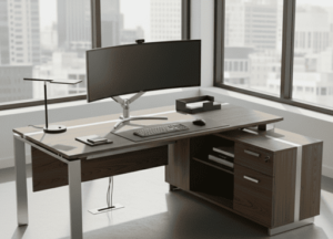 Muebles de oficina IDEARK con escritorio Semi Ejecutivo Ascend