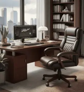 Silla de oficina ergonómica Vinipiel Ideark con respaldo ajustable